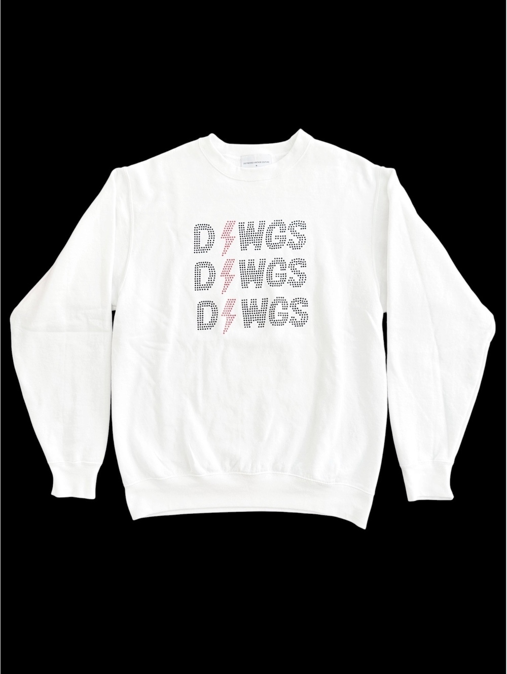 Distressed Vintage Couture DAWGS Rhinestone Sweatshirt Women’s Georgia Game Day